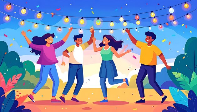 Joyful outdoor celebration