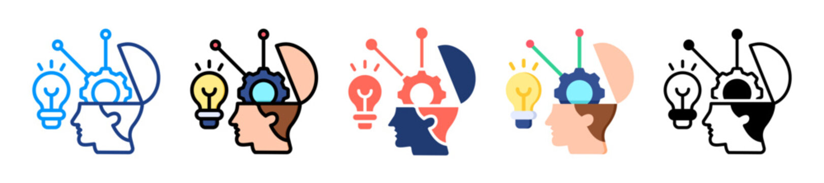 Critical Thinking Icon Sheet Multiple Style Collection 
