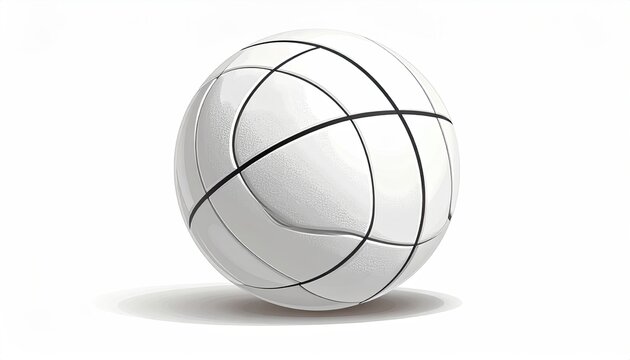 Isolated White Volleyball with Black Lines on White Background.