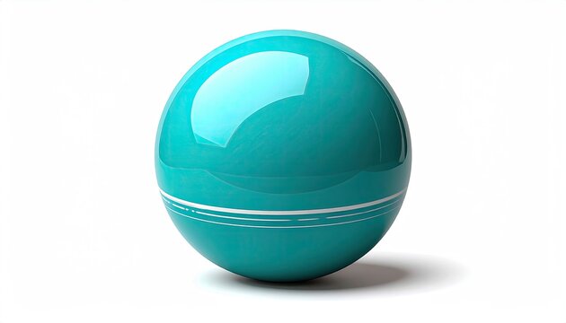 A single, shiny teal sphere with a white stripe detail.