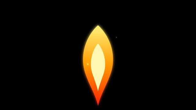 Abstract glowing fire flame icon on black background