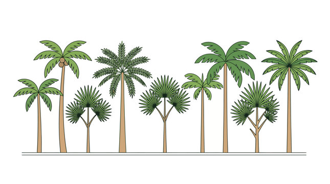 Variety of palm trees standing tall.