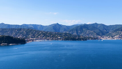 Obraz premium Panoramic Aerial View of Santa Margherita Ligure and the Italian Riviera