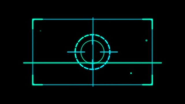 Neon blue digital camera viewfinder focus frame