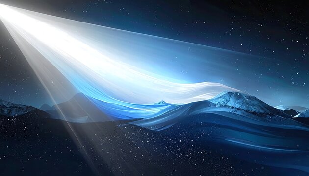 Light streams over mountains