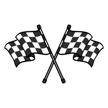 Crossed Checked Racing Finish Flags Illustration on transparent png