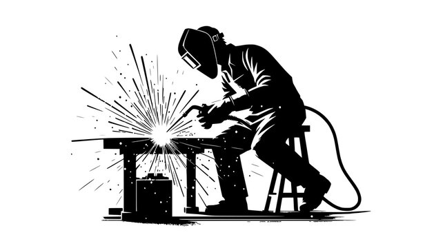 welder working with welding torch