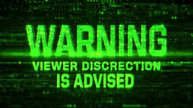 Warning Viewer Discretion Advised Glitch Screen Broadcast Intro 4K