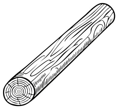 Cartoon illustration of a log with wood grain texture and cross-section rings.