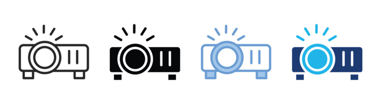 Projector icon set multiple style collection
