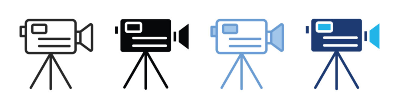 Video camera icon set multiple style collection