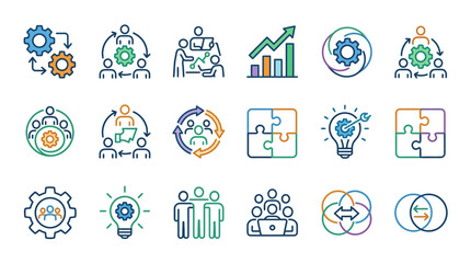 Business icons for strategy and teamwork. © Sunarto