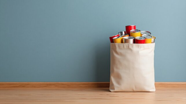 Donation of canned food supplies for charity pantry assistance and support