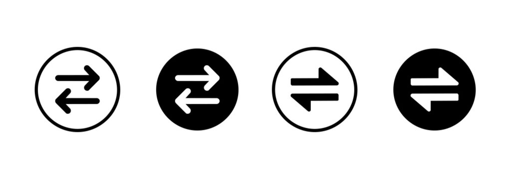 Exchange icon set. Exchange arrow symbols collection, Icon pack in line and solid power