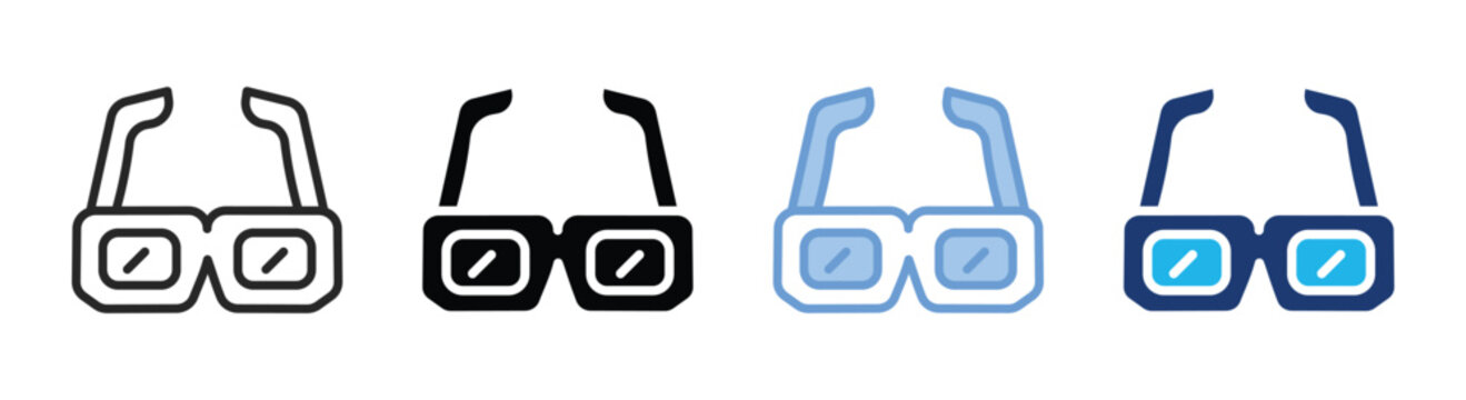 3d glasses icon set multiple style collection