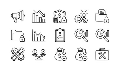 Fototapeta premium Minimal Crisis Management Gradient Outline Icon Collection Vector