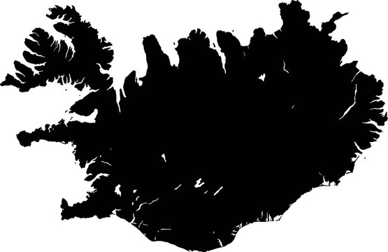 Iceland Map Silhouette Vector Isolated on Light Background Detailed Geographic Island Country Shape for Design