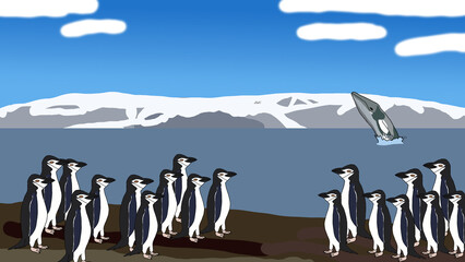 Chinstrap Penguins: The Gathering at Whale Bay  © Diego
