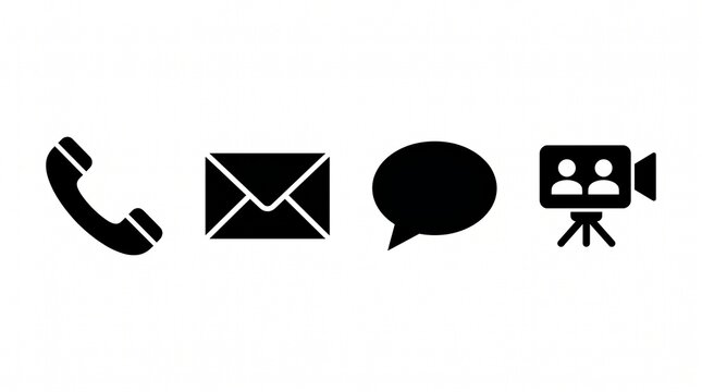 Set of communication icons including phone call email message and call