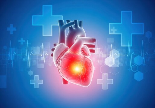 Heart with pacemaker and glowing effect