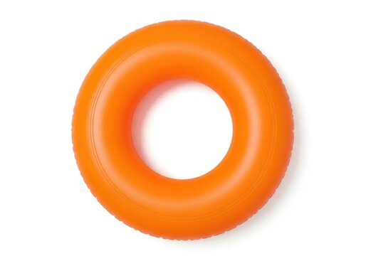 Bright orange inflatable swim ring isolated on white background