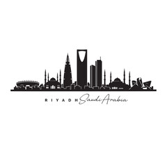 Obraz premium Riyadh Saudi Arabia Skyline Silhouette Vector with Famous Landmarks