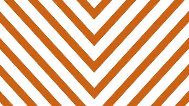 Orange and white chevron arrow lines moving downward, seamless dynamic geometric zigzag stripes video loop background.