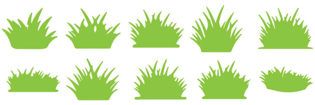 Detailed Black Silhouette of a Lush Grass Bush with Seed Heads