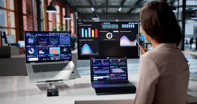Confident Financial Analyst Reviewing Important KPI Data