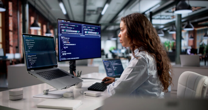 Hispanic Software Engineer Coding Secure Web Applications
