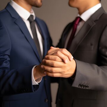Business Meeting with Two Professionals Shaking Hands in Suits
