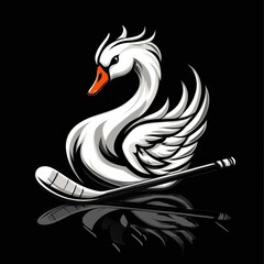 Fototapeta premium This logo showcases a swan intertwined with an ice hockey stick, symbolizing grace and athleticism.