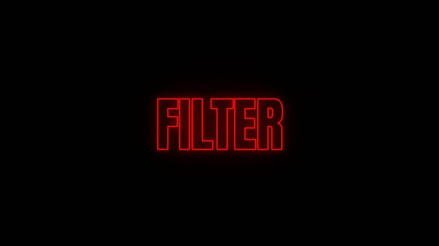 Bright red Filter lettering with a neon glow creates a clean modern visual, suitable for coffee brewing concepts, photography themes, and digital media projects.