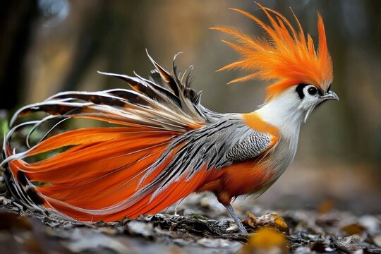 The captivating beauty of a colorful bird with a remarkable tail.