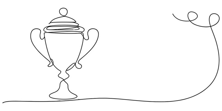 Hand Drawn Trophy Cup Sketch on White Background Minimalist Line Art Illustration