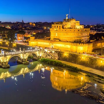 Castel Sant Angelo Rome Italy Night.