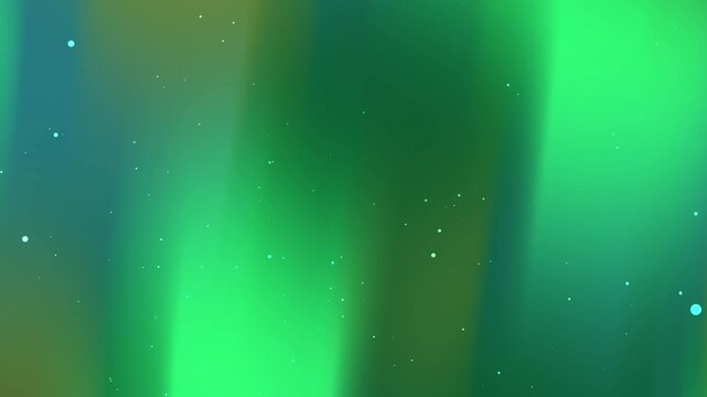 Abstract loopable motion background featuring smooth green and olive curtain gradients with glowing star particles.