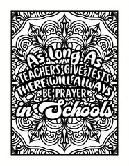 Fototapeta premium School Prayer Quote Coloring Page with Floral Mandala Pattern