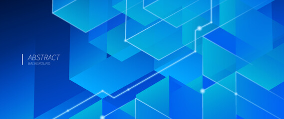 Fototapeta premium Abstract 3D geometric blocks representing the fields of business finance, business technology, cloud storage, cybersecurity, and digital infrastructure. A 3D cube data background illustrating blockcha