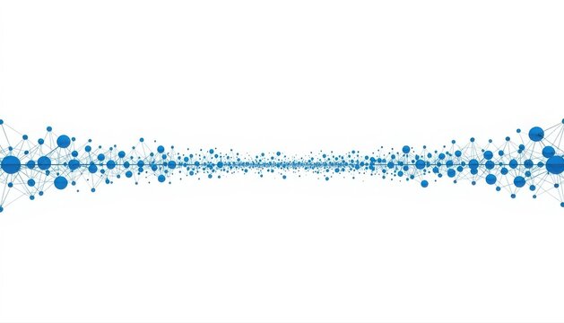 Abstract digital network connection line with glowing blue data particles on white background connection abstract technology particles communication internet structure infrastructure transfer