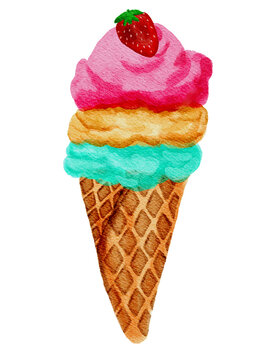 Colorful Summer Ice Cream Cones and Popsicles with Bright Pastel Background, Sweet Treat Concept