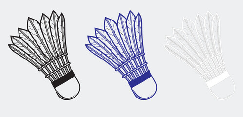 This clean black and white silhouette of a badminton shuttlecock (birdie) captures the sleek, open-cone shape of the projectile. © Ghulam