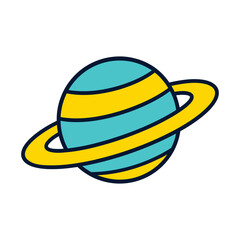 Planet saturn vector icon with rings celestial body space solar system. © MST MOMATAJ