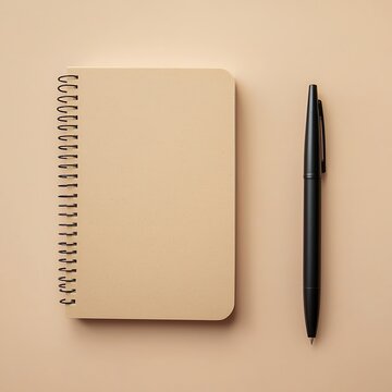Minimalist workspace notebook pen coffee setup high resolution picture