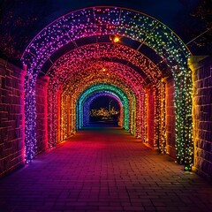 Fototapeta premium Stunning Colorful LED Tunnel Display High Resolution Picture