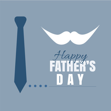 Professional Blue Fathers Day Greeting Card Design, Creative Fathers Day Vector Graphic with Necktie Graphic, Elegant Blue Background Poster for Fathers Day, Corporate Style Happy Fathers Day Banner 