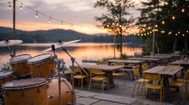 A lively jazz performance during the Montreux Jazz Festival in Switzerland, with scenic lake views