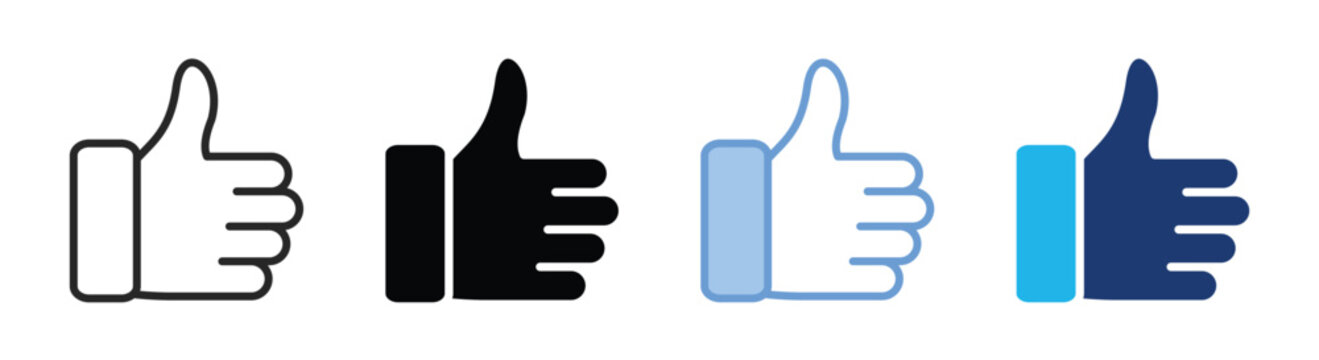 Thumb up icon set multiple style collection