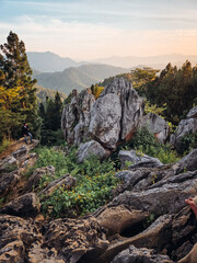 Obraz premium Majestic mountain landscape with sharp limestone rock formations
