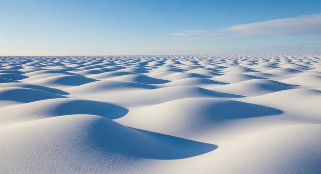 Winding Snow Drifts Under a Clear Blue Winter Sky